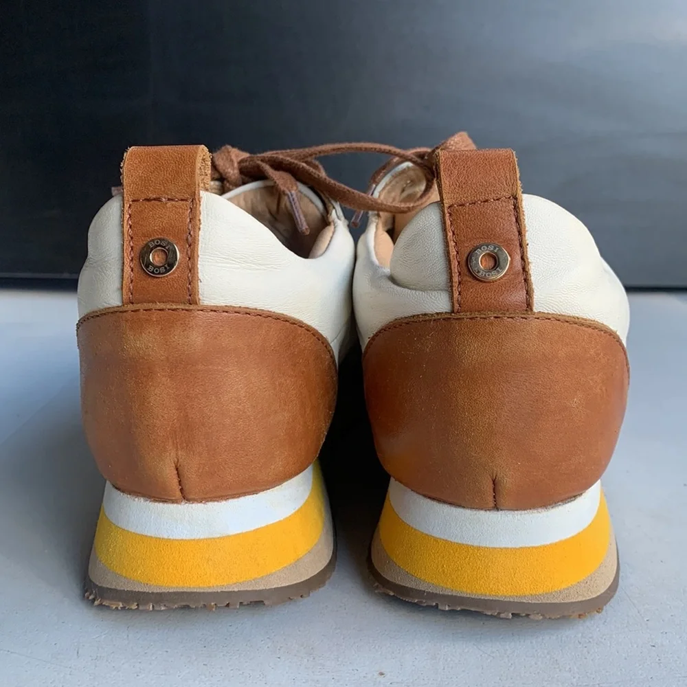 BOSI Leather Sneakers Women’s 38 White Lace Up Casual Shoes EUC Minimalist Style - Picture 11 of 14